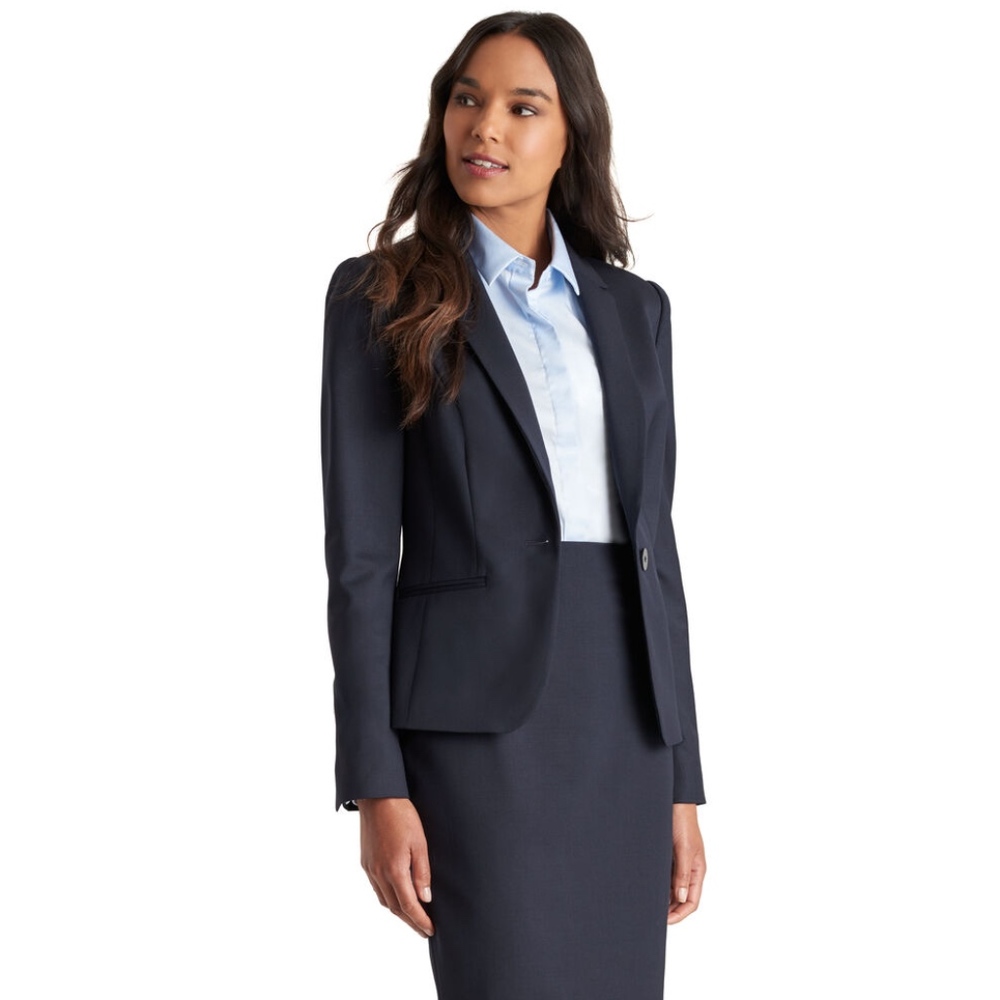 Banana Republic Wool-Blend Navy Skirt Suit